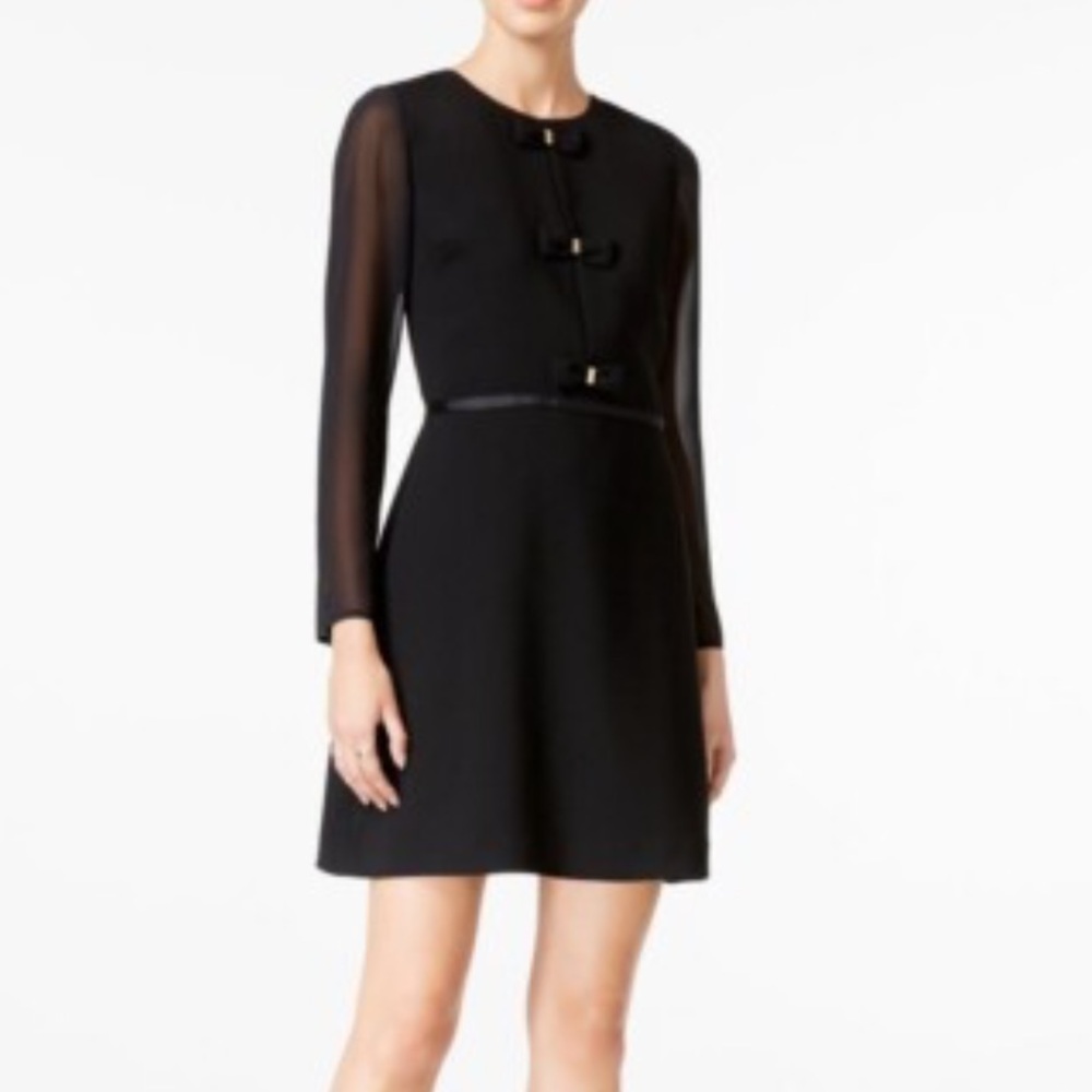 Maison Jules Black Dress with Sheer Long Sleeves